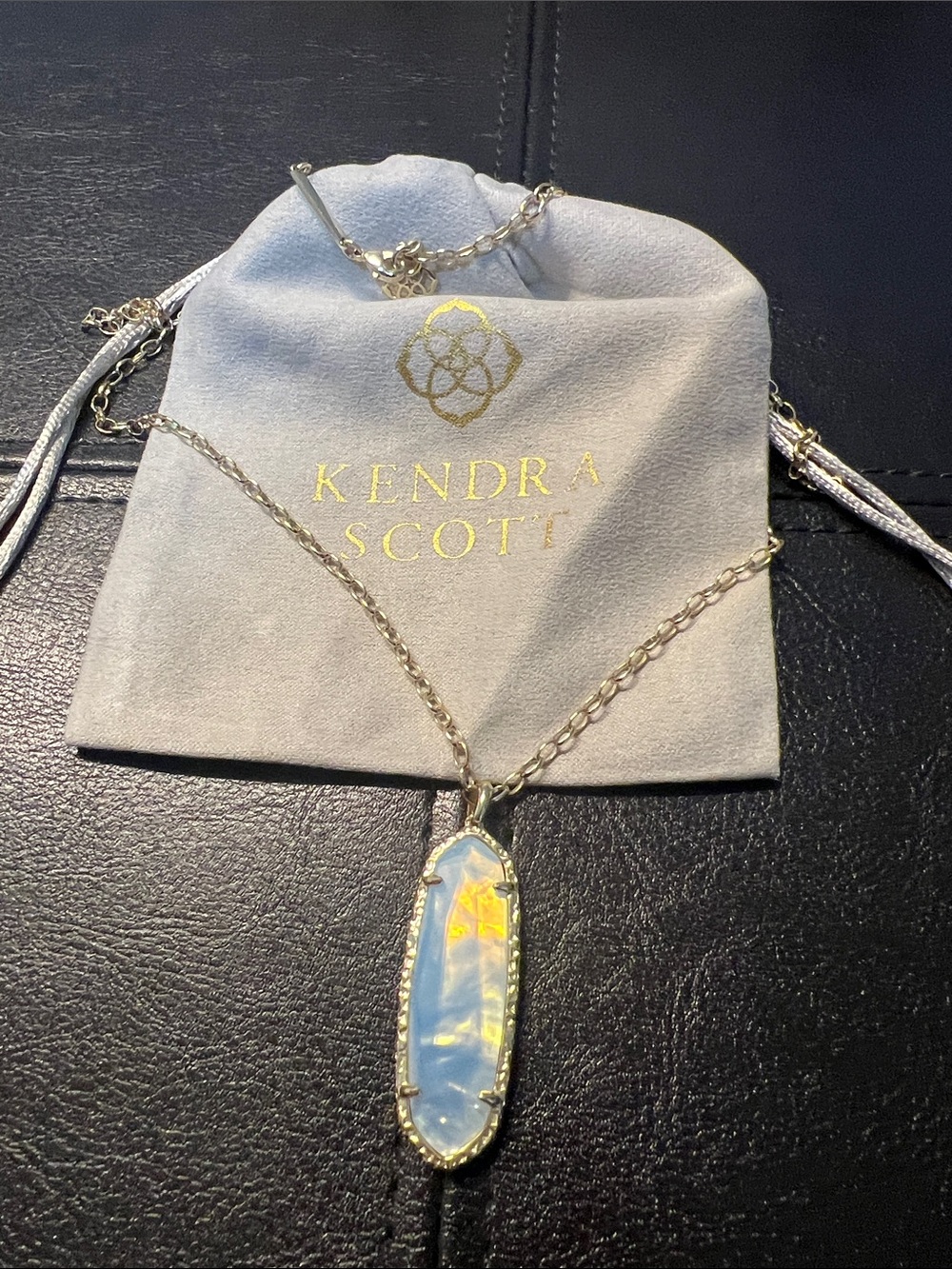 Kendra Scott Iridescent Opal Pendant Necklace with Gold Chain